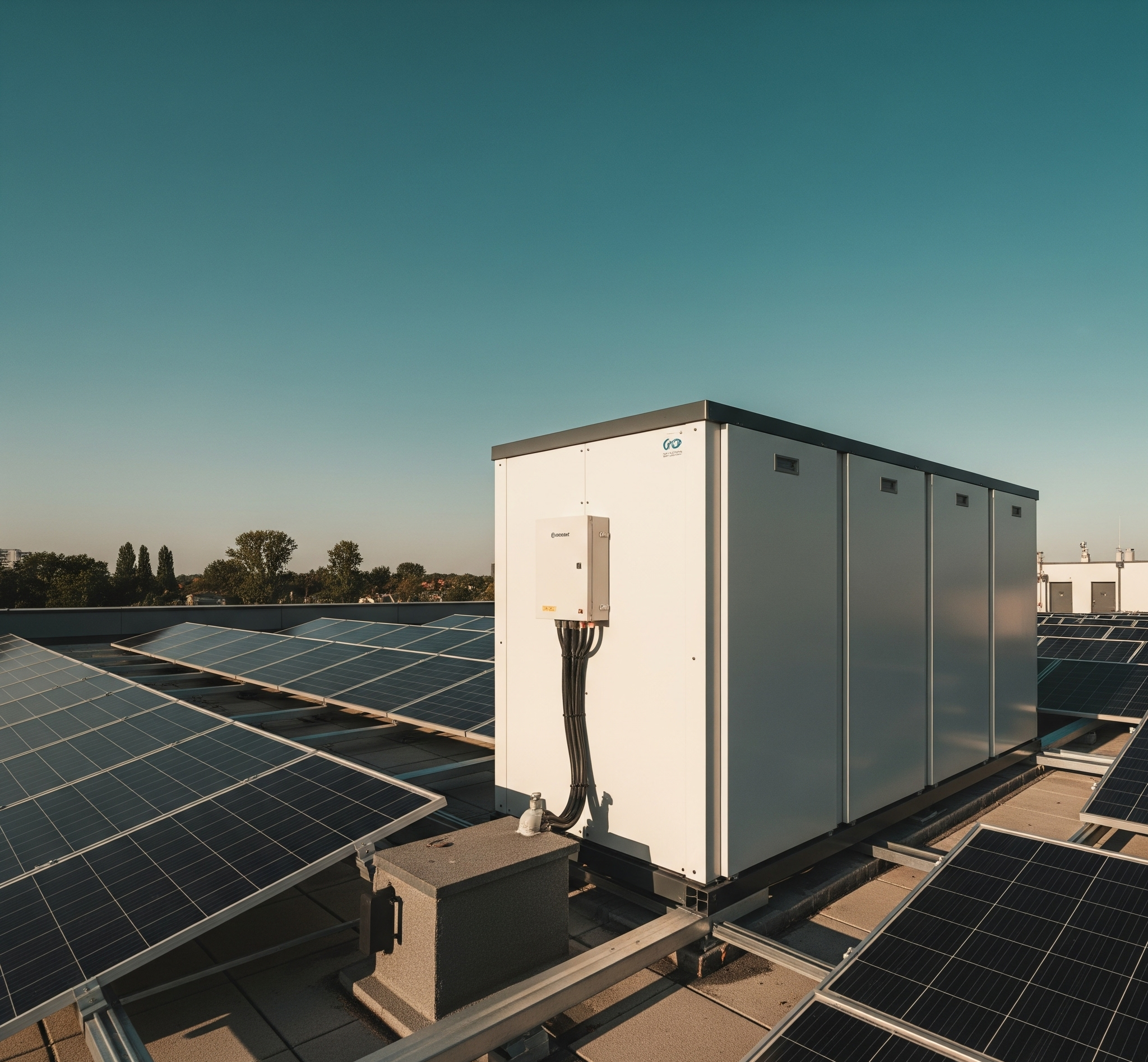 Nowoczesny system magazynowania energii i panele fotowoltaiczne na dachu firmy w Grudziądzu